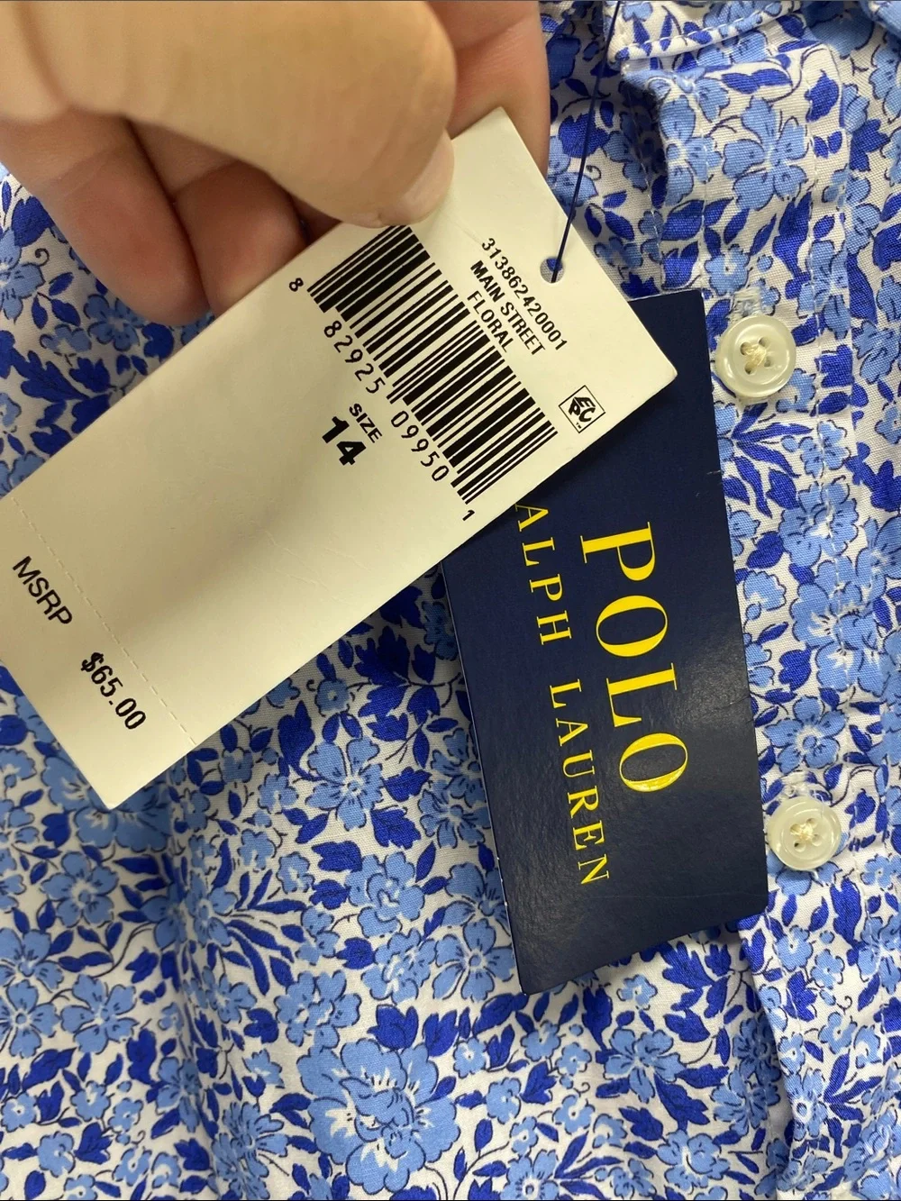 Ralph Lauren Blue Floral Preppy Ditzy Button-Front Shirt Dress New W/Flaws